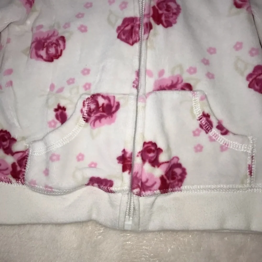 Koala Baby Girl Velvet White Floral Hoodie Jacket